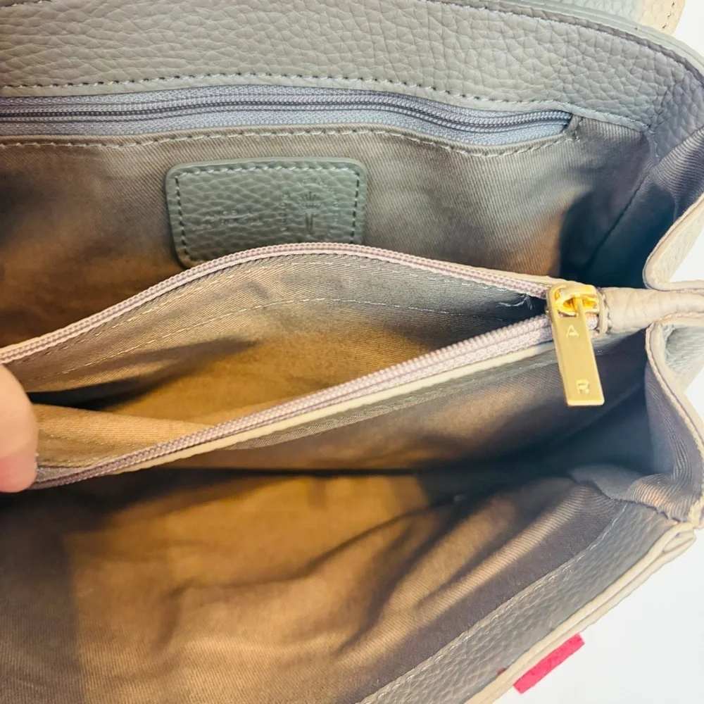 Angela Roi Pebbled Leather Clutch in Taupe